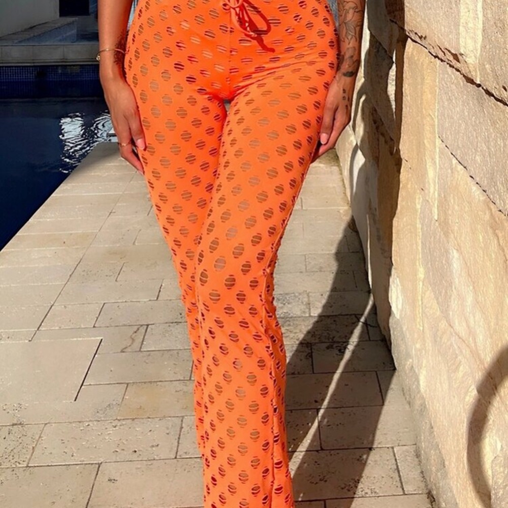 Orange Mesh Women's Pants - Picture 2 of 9